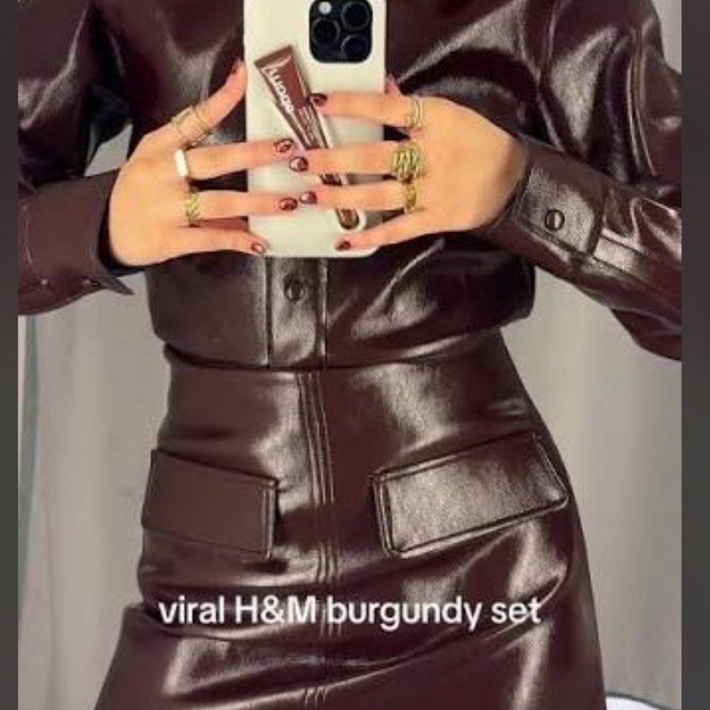 H&M VIRAL Deep Brown Faux Leather Ensemble